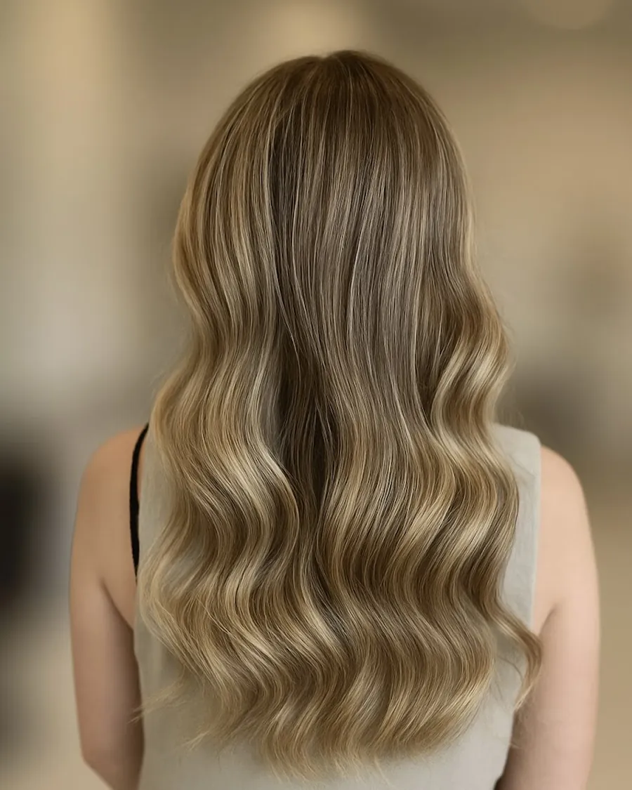 Balayage blond doré ondulé réalisé par Clara Brazy, coiffeuse à Dunkerque